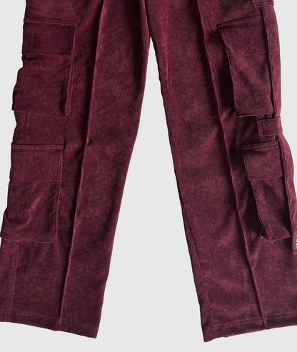 CORDUROY CARGO PANTS - BURGUNDY