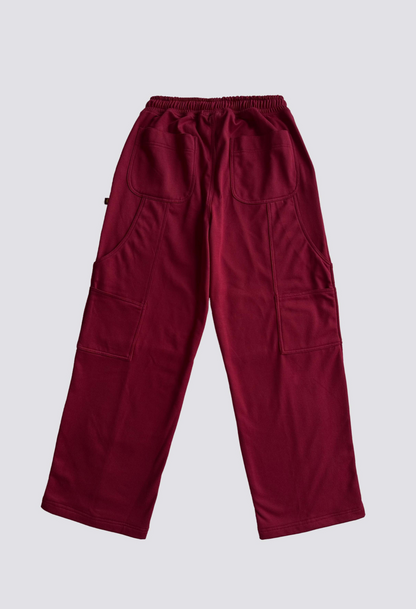 COTTON OVERSIZE CARGO PANT - BURGUNDY