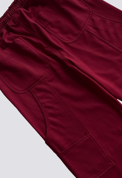 COTTON OVERSIZE CARGO PANT - BURGUNDY