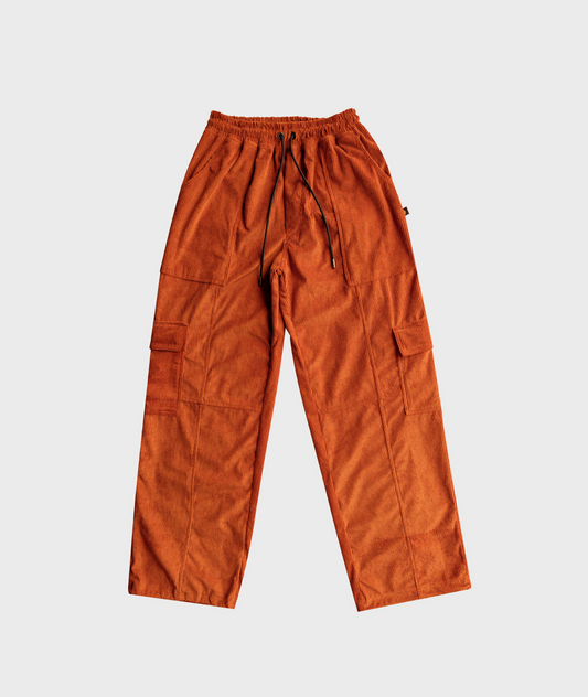 OVERSIZE CORDUROY CARGO PANT - BRICK