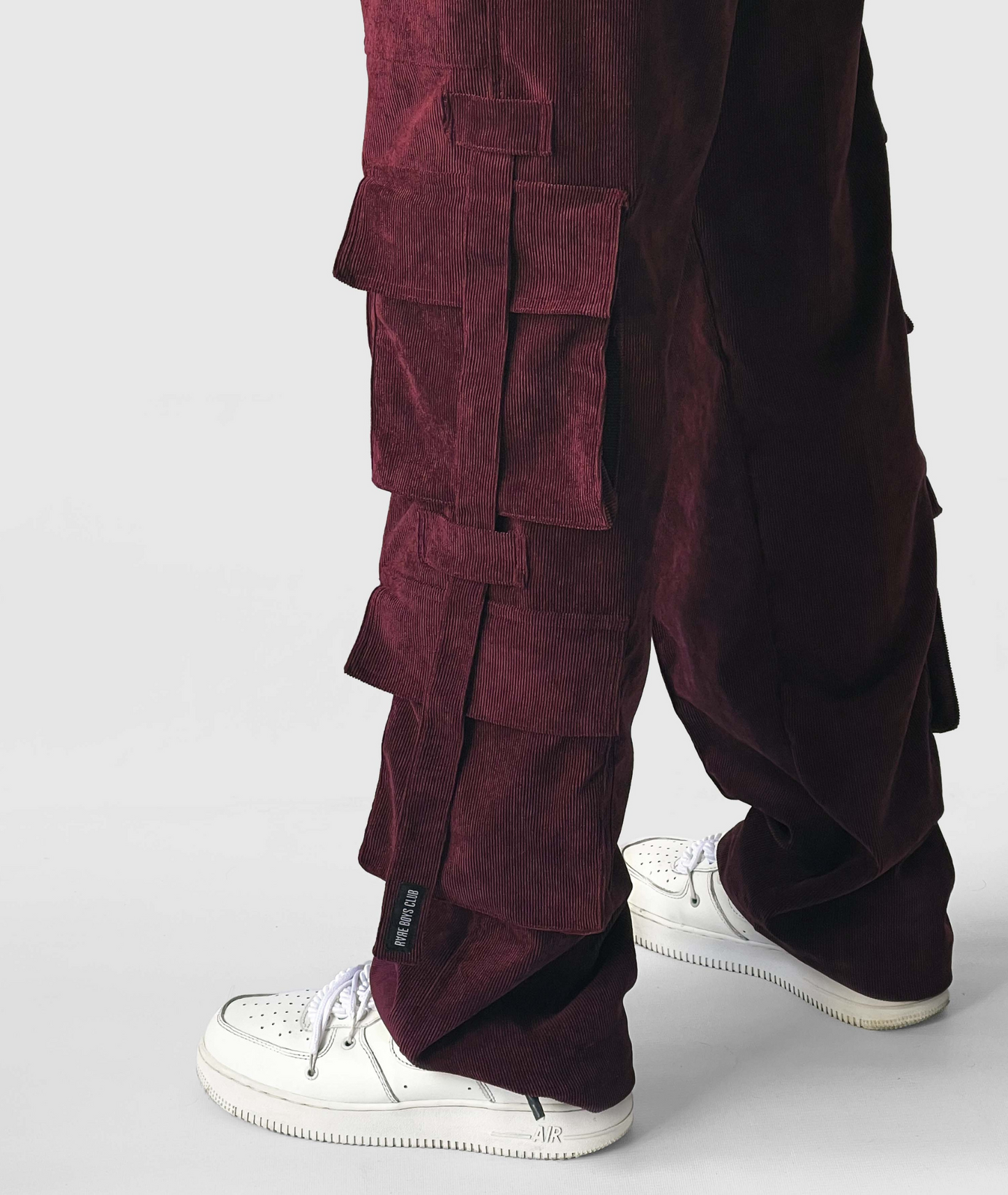 CORDUROY CARGO PANTS - BURGUNDY