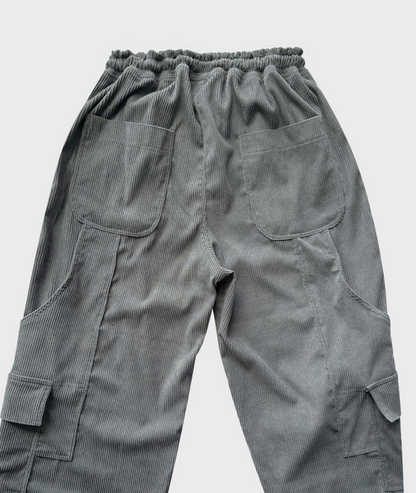 OVERSIZE CORDUROY CARGO PANT - GREY